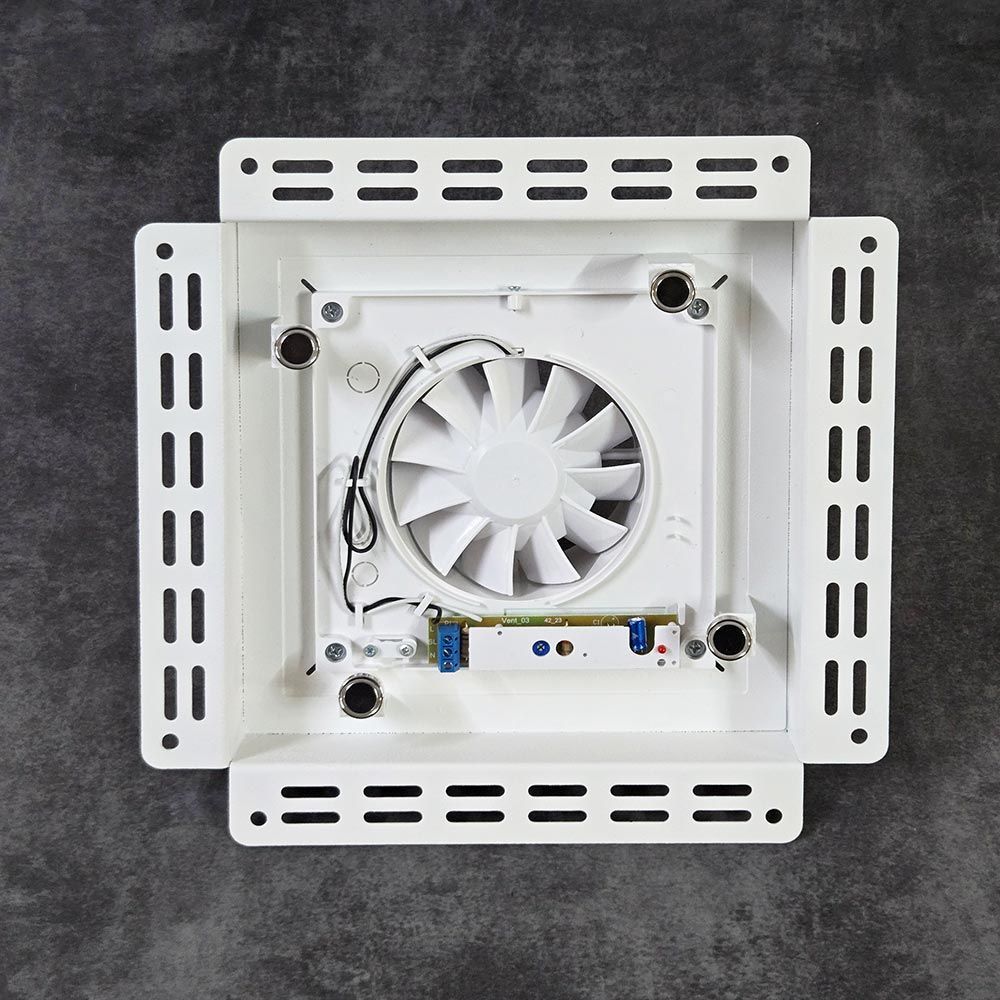 Решетка + вентилятор Keramo-White 200x200 / STILL-B 100CH (белая, датчик влажности)