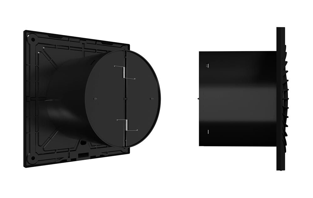 Вентилятор ERA SLIM 4C Matt black, 160х160 мм Ø100 мм