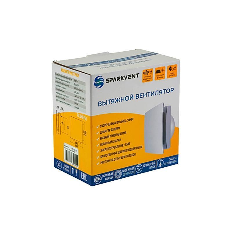 Вентилятор SPARKVENT MZ-100 TS, серебристый (ТАЙМЕР)