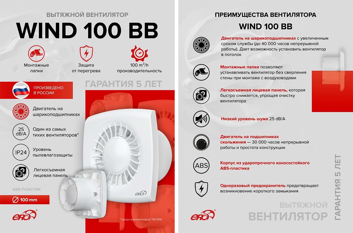 Вентилятор простой накладной WIND 100 BB