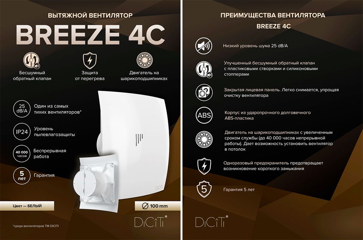 Преимущества вентилятора BREEZE 4C